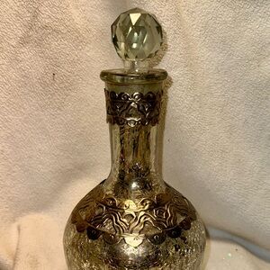 Gorgeous bohemian style cackle glass silver in color decorative DECANTER!